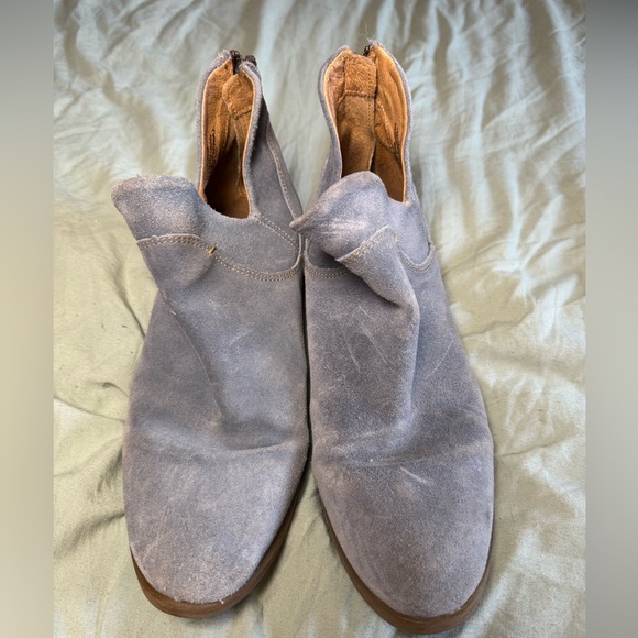 Born Womens Arula Ankle Boots Booties Block Heel Zip Up Blue Suede Size 8. - Picture 2 of 7